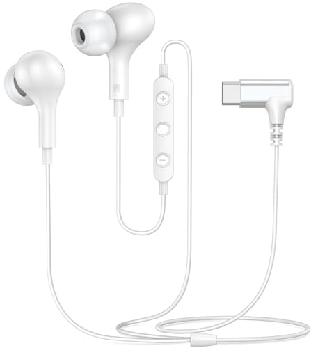 Ecouteurs Filaire USB C pour Google Pixel 10 Pro Fold 9a 8 9 7, Blanc | Écouteurs Intra-auriculaire USB C Filaire avec Microphone Casque Audio Type C pour iphone 16e air 15 Magic8 Pro 400 Lite X9d