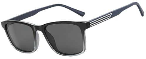 Amorays Sonnenlesebrille mit UV400-Schutz TR90-Rahmen Sonnenbrille in großer Größe mit Metalleinlagen Herren Damen TYLH8103（Schwarz，+2.00）