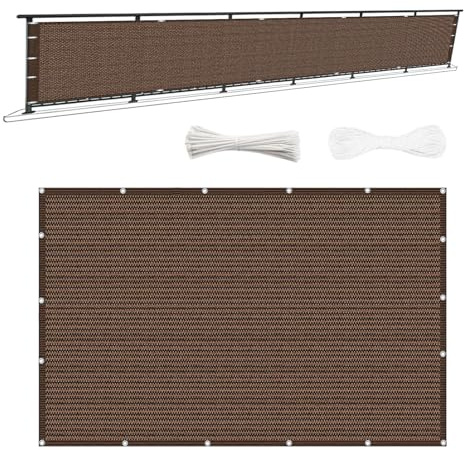 Blickdichte Balkonumspannung 180 x 500 cm Windschutz Sonnenschutz Ohne Bohren HDPE Wetterresistent Robuste Balkon Seitenmarkise für Balkon Garten im Freien, Braun