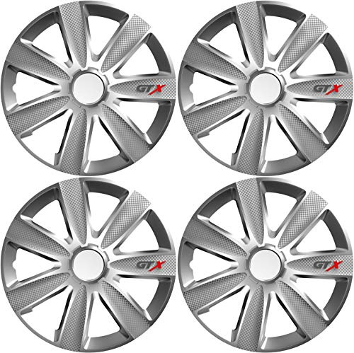 Sakura GTXCARBON14 Sakura Radzierblende Radkappe Set von 4 Passform Universal, GTX Carbon, 14 Zoll