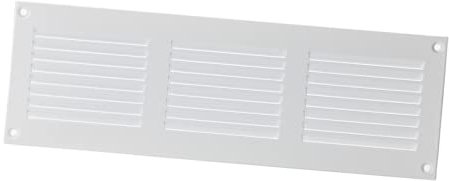 EUROPLAST 300x100mm / 12x4 inch White Metal Air Vent Grille Cover with Insect Mesh - Ventilation Cover