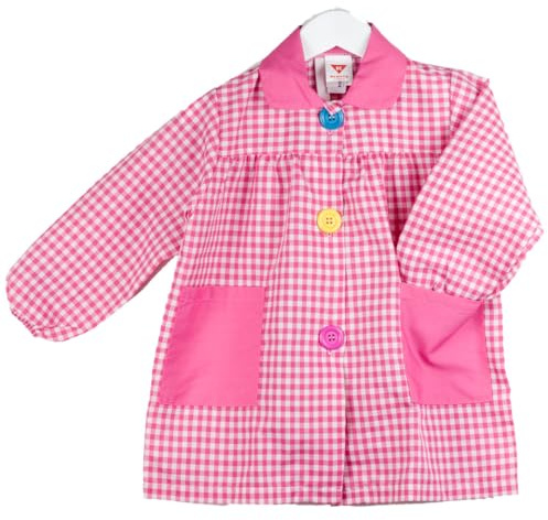 KLOTTZ - Grembiule a quadretti per asilo e scuola, per bambine, fucsia, 1 anni