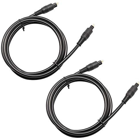 Lot de 2 câbles audio fibre optique Toslink mâle vers mâle plaqué or 1,8 m pour Home Cinéma, barre de son, TV, PS4, Xbox