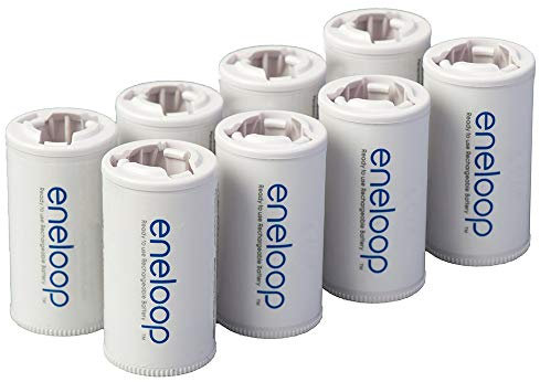 Panasonic BQ-BS2E8SA eneloop C Size Battery Adapters for Use with Ni-MH Rechargeable AA Battery Cells, 8 Pack