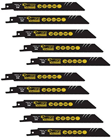 10 x SabreCut SCRS922BF_10 150mm 14 TPI S922BF Fast Wood and Metal Cutting Reciprocating Sabre Saw Blades