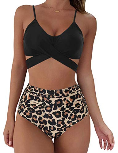 RXRXCOCO Women Wrap Bikini Set Push Up High Waisted 2 Piece Swimsuits Plus Size Swimwear
