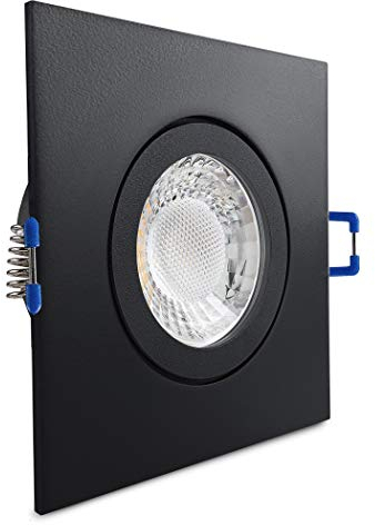 CONCEPTRUN LED Einbaustrahler Feuchtraum mit Schutzglas und Dichtungsring für Dusche/Bad/Vordach eckig quad quadratisch Aluminium schwarz Deckenspot GU10 230V IP44 Modell: QF14 (Dimmbar warmweiß)