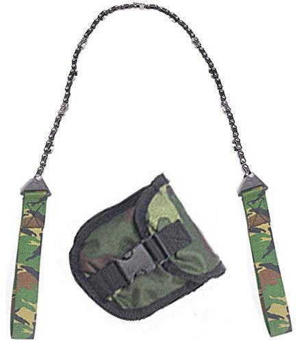 Tronçonneuse de poche avec poignée en nylon, scie à chaîne pliable, coupe rapide du bois et des arbres, équipement de survie en plein air pour camping, randonnée et chasse – Camouflage