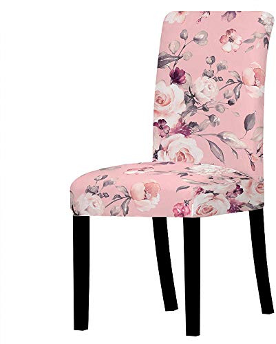 QHDXL Stuhlhussen 4er Set Pinke Rose Stuhlhusse Universal Stretch Stuhlkissen Stretch-Stuhlbezug Elasthan Stuhlüberzug Restaurant Dekor sehr pflegeleicht-Universal