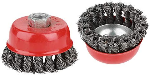 Brosses Métalliques pour Meuleuse d'angle et Retrait de Peinture 4 Pièces Filetage M14 Diamètre 75/105 mm Brosses Abrasives Brosse à Fils Métalliques Brosse Conique