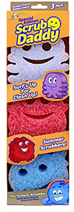 Scrub Daddy Esponja, Formas de Verano, estropajos antiarañazos para Platos y hogar, 3 Unidades