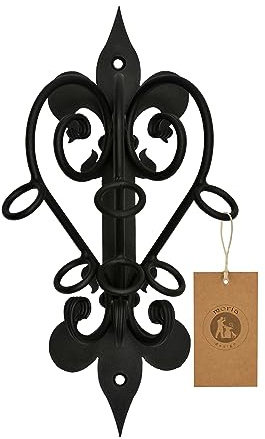 MORIA DESIGN Wand-Fahnenhalter 19,5 x 13,5 x 37 cm Schwarz, für 3 Flaggen | Fahnenstange, Hauswand, Balkongeländer, Fahnenmast Halterung, Haus, Garten, Balkon, Garage, Zubehör, Stabil, Outdoor, Montage
