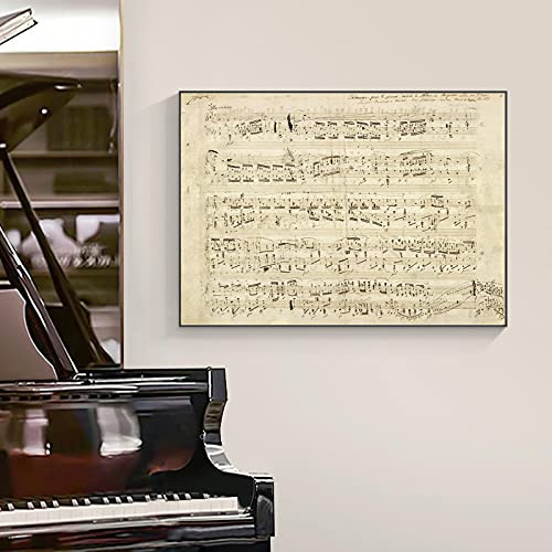 Retro Chopin música partitura Piano habitación decoración lienzo pintura carteles impresión arte pared cuadros sala de estar decoración del hogar 60x85cm sin marco