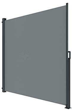 paramondo Store Latéral 2000 Store à Tirage Latéral Protection Contre Les Regards pour Balcon & Terrasse, Extensible Résistant à La Déchirure Etanche, 180 x 300 cm, Gris, Structure Anthracite
