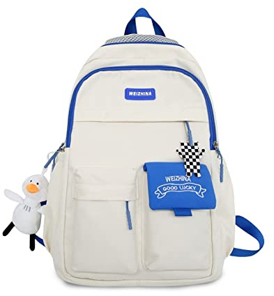 FANDARE Ryggsäck Kvinnor Casual Ryggsäckar Kvinnor Ryggsäckar Bärbara Datorryggsäckar Skolväska Damryggsäckar Ryggsäck Flicka Studenter Resa Camping Axelväska, Vit, L, Avslappnad