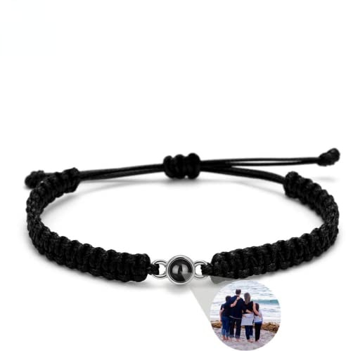 Jifu Personalisiertes Projektions Armband mit Foto für Damen und Herren - Maßgeschneidertes Bild im Stein - Black SR, One Size