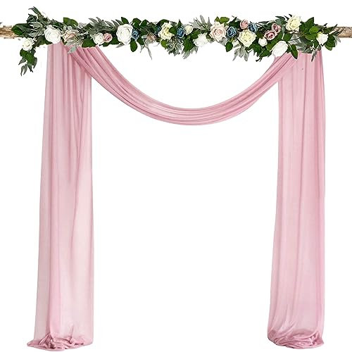 BUYGOO Hochzeit Vorhang, 75x550cm Rosa Hochzeitsbogen Drapierstoff Tüllstoff, Foto Hintergrundvorhang, Hochzeit Dekostoff für Hochzeit Party Geschenke Basteln Geburtstagsfeier Dekorationen