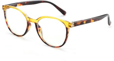 ZENOTTIC Lunettes de Vue Rondes avec Protection contre la Lumière Bleue Lunettes de Lecture Anti-Fatigue & Anti-Reflets avec Étui à Lunettes pour Femmes, Hommes 3,5