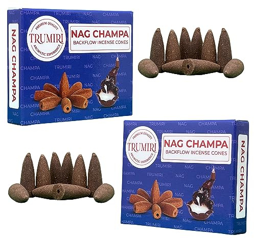 TRUMIRI Nag Champa Backflow Incense Cones - 20 Count (Pack of 2)