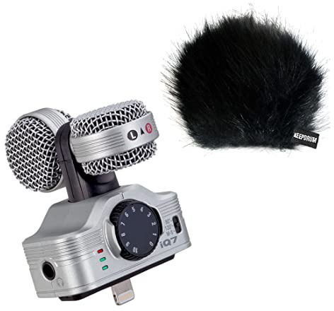 Zoom iQ7 Mitten-Seiten-Stereo Mikrofon für iOS-Geräte + keepdrum WSBK Fell-Windschutz