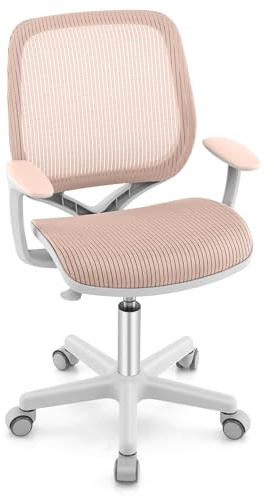 LIFEZEAL Vadderad barnskrivbordsstol, snurrstol för barn, höjdjusterbar skrivbordsstol från 80 till 92 cm, ergonomisk barnstol för lärande, max 75 kg