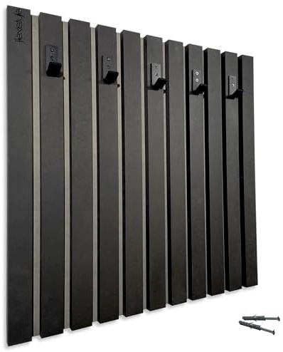 FLEXISTYLE Kleiderhaken Holz Schwarz – Wandgarderobe Paneel 60x60 cm, Garderobenhaken, Flurgarderobe, Wandhaken, Garderobe Flur, Garderobe Holz, Garderobe Eiche, Wandgarderoben Panelle