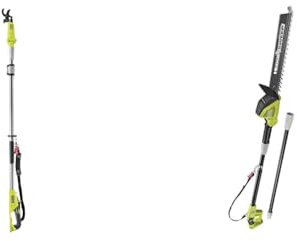 Ryobi RY18PLA-0 18V ONE+ Cordless 32mm Bypass Pole Lopper (Bare Tool) & ONE+ 18V OPT1845 Cordless Pole Hedge Trimmer, 45cm Blade (Body Only), Green, Black