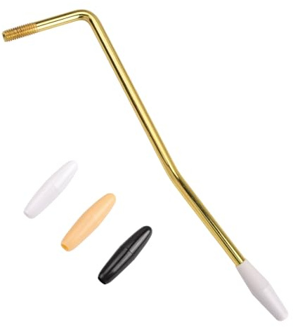 WANDIC Bras de Trémolo en Or, Barre de Whammy en Métal de 6mm avec 3 Pointes de Bras de Trémolo, Levier de Manivelle de Bras de Vibrato pour Système de Trémolo de Guitare Électrique