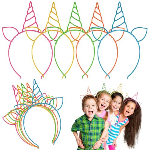 EAVUYIS Einhorn Haarreif Kinder,10 Stück Haarreif Einhorn Mädchen,Haarreifen Einhorn,Einhorn Stirnband Kinder, Einhorn-Stirnband,Haarband für Mädchen