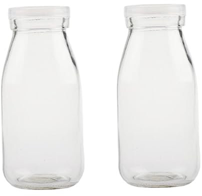 Bouteille Verre 250ml Portable, Contenant à Lait 2 Pièces Couvercle