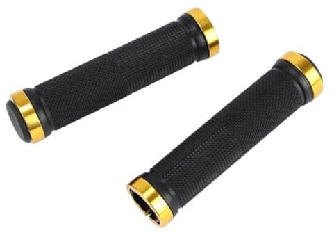 Fahrradgriffe Fahrradlenkergriffe, rutschfest, rutschfest, doppelt verriegelnd, Gummi, ergonomisch, for Mountainbikes, MTB, Fahrradteile, Fahrradgriffe, Schwarz, Gold, Blau Lenker HöRner(Aluminum allo