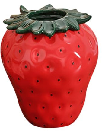 Ciieeo Vase à Fraises en Céramique Petit Format Rouge, Vase Décoratif Résistant Aux Chocs, Contenant pour Arrangements Floraux, Décor Intérieur pour Table Et Bureau