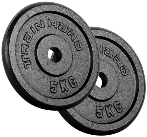 Train Hard® Hantelscheiben Paar Set, 2x1.25/2x2.5/2x5/2x10/2x15kg,30/31mm Bohrung, Gusseisen,Gewichtsscheiben, Hantelgewichte, Fitness Scheiben