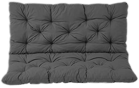 Ersatzkissen für Veranda-Schaukel, Rücklehne, Ersatzkissen für 2-/3-Sitzer-Schaukelbank, weiche Möbelpolster mit Bändern, für Terrasse, Garten, Dunkelgrau, 100 x 100 x 8 cm