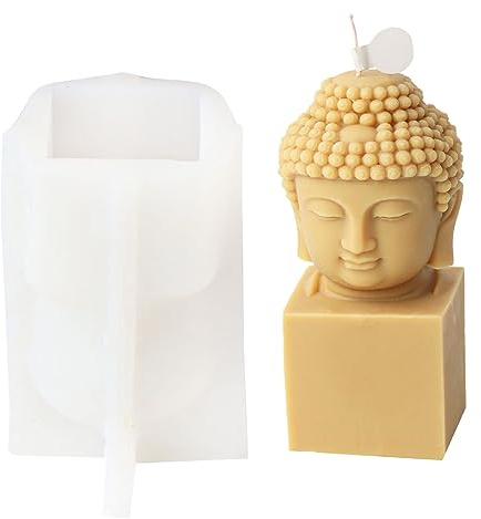 Zgehnao Silikonform mit Buddha-Kopf, für Kerzen, Gips, Epoxidharz, Gießform, Schreibtisch-Dekorationen