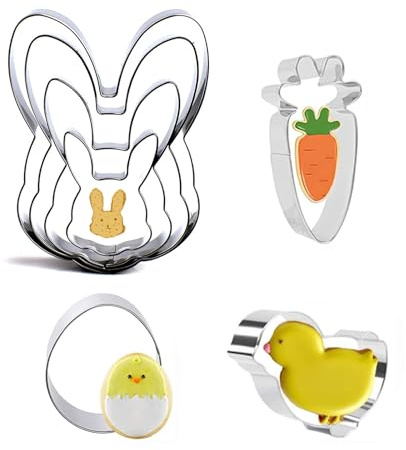 7pcs Formine Biscotti Pasqua - Stampo Uovo di Pasqua e Carnevale,Formine per Biscotti Pasqua, Biscotti Pasquali Acciaio Inox Ideale per Cucinare Biscotti di Pasqua, Confezione Assortita di Winwild