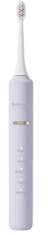 Betterchoi Spazzolino elettrico sonico, motore Maglev da 41.000 VPM, 4 testine, impermeabile IPX7, batteria a lunga durata da 1500 mAh, 5 modalità di pulizia e timer intelligente, bianco