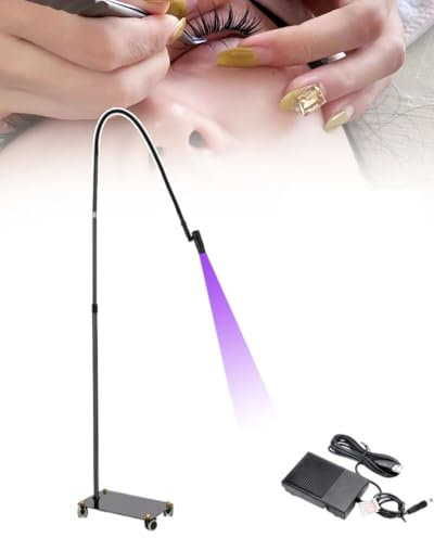 Hoiaost Led-Wimpernverlängerungs-Nagel-Tech-Klebelampe - Mit Fußpedalsteuerung, Faltbare Stehlampen, Kleber Härtet In 2–3 Sekunden Aus/Einstellbare Punktgröße, Für Tätowierung, Nägel, Schönheit,Black