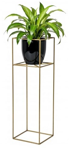 FRAMADO - Pflanzenständer Filo - 24x24x80cm - Farbe Gold - für Zimmerblumen - Metallregal - Dekorativer Tisch - Blumenständer - für Zimmerecke, Wohnzimmer, Balkon