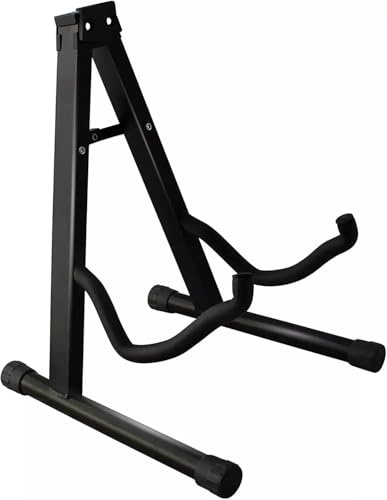 RIMEX Guitar Stand, Heavy Duty A-Frame, Foldable Adjustable Stand, Fits Acoustic Electric Bass Guitars, Black