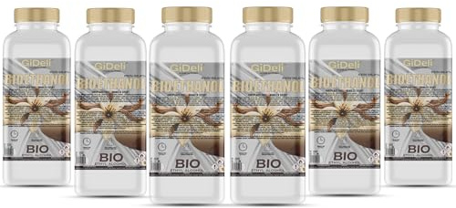 GiDeli Lot de 6 bio-éthanol parfumés à la vanille à 96,6 % d'éthanol pour intérieur et extérieur, sans fumée ni suie, à base de maïs et de betterave sucrière