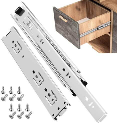 ToBeGreat Schubladenschienen Vollauszug 350mm Schubladenführungen Küchenschrank Kugelauszug Mit 45 kg Tragkraft Schienen Schubladen Schienensystem (Silber-1 Paar)