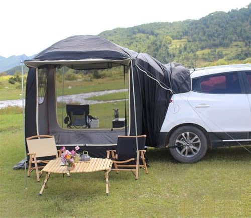 SUV Baklucketält för camping 3 dörrar design utomhus skärm tält baldakin skydd för 5 personer, PU2000 mm, UPF50+, inkluderar regnfluga och förvaringsväska (färg: blå)