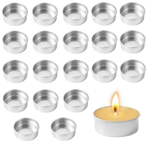 XHYASD 20 Pièces Porte-Chauffe-Plat Métal 40mm, Coupelles Argentées, Contenants Vides en Métal pour Bougies Chauffe-Plat, Mariage, Noël, Décoration de Table