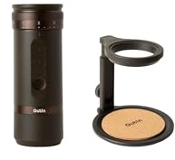 OutIn Fino Molinillo de café eléctrico portátil con OutIn Soporte universal para café (con base de corcho)