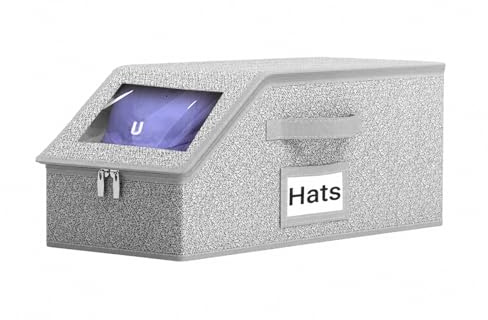 BINBE Baseball Cap Storage Stackable Hat Storage with Lid Grey