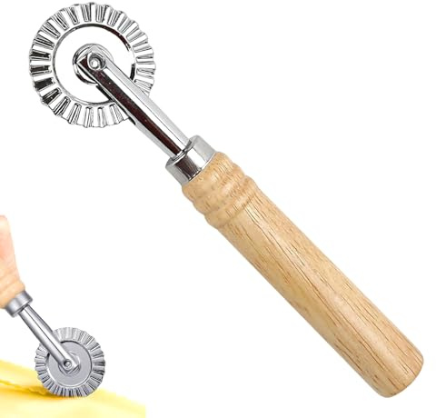 Rotella Tagliapasta con Manico in Legno, Taglierina per Ravioli e Pasta Fresca, Utensile da Cucina per Dolci e Biscotti, Accessorio per Sfoglia Artigianale