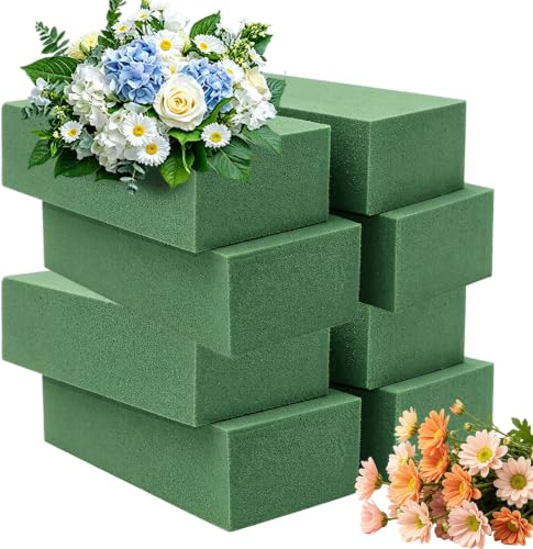 SPOKKI 8 StüCk Steckschaum für Blumen 14x8x4cm, Quadrat Steckmasse für Kunstblumen, Blumensteckschaum Selbst Schneidbar Nasssteckschwamm für Kunstblumen Frischblumen Feiern DIY Floristik | Hervorragende Verarbeitung