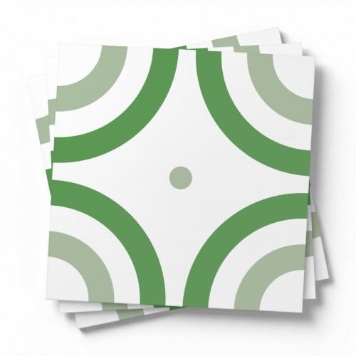 Mattonelle Adesive Cucina Anello Circolare Verde Grigio Paraschizzi Cucina Adesivo Impermeabile PVC Adesivi per Piastrelle Bagno Decorazione per Pareti Armario Piastrelle Adesive