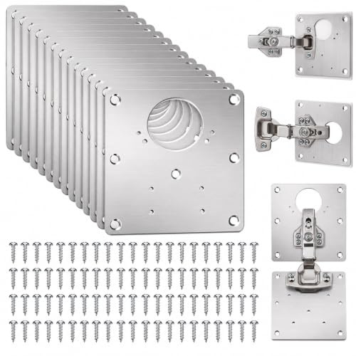 20PCS Cabinet Hinge Repair Plate Kit, Stainless Steel Hinge Repair Plate | Kitchen Cabinet Cupboard Door Hinge Repair Brackets with 120 Screws, for Wardrobe & Furniture